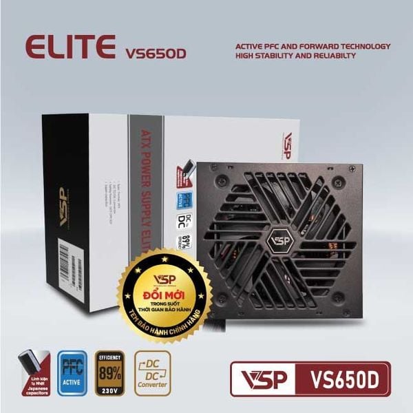 Bộ nguồn công suất thực VSP ELITE ACTIVE PFC VS650D - 650W