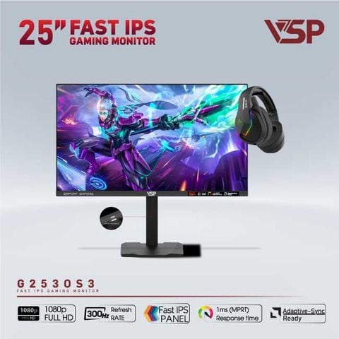Màn hình Gaming VSP G2530S3 | 25 Inch, Fast IPS, 300Hz, 1ms, phẳng