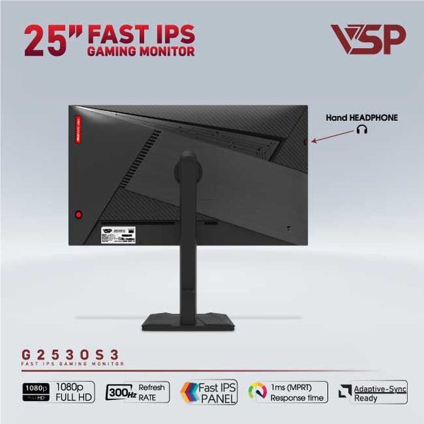Màn hình Gaming VSP G2530S3 | 25 Inch, Fast IPS, 300Hz, 1ms, phẳng