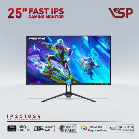 Màn hình Gaming  VSP IP2518S4 | 25 Inch , Fast IPS, 180Hz, 1ms, phẳng