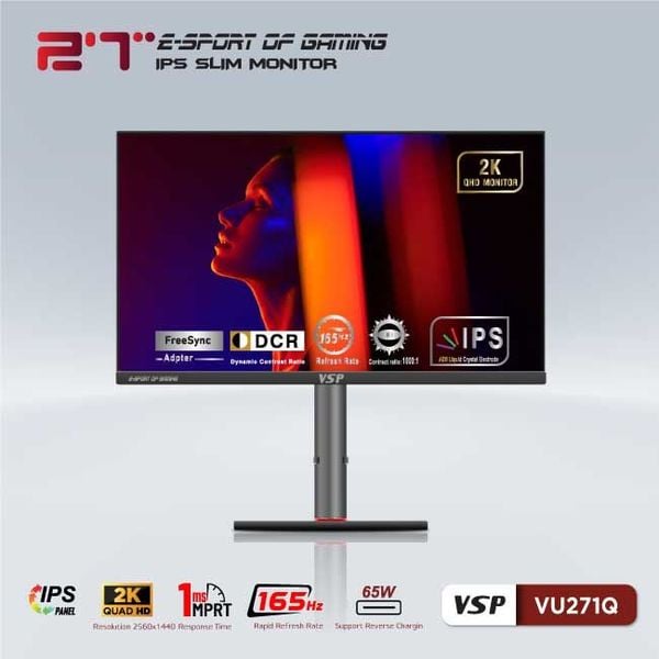 Màn hình phẳng VSP 27inch 2K eSport Gaming VU271Q - QHD