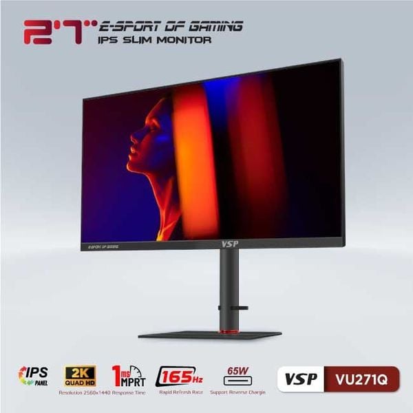Màn hình phẳng VSP 27inch 2K eSport Gaming VU271Q - QHD