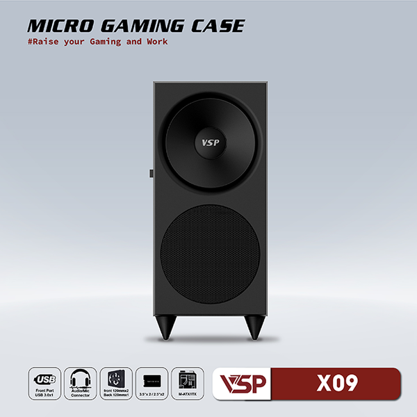 Thùng máy vỏ case máy tính VSP Micro Gaming X09 - Đen