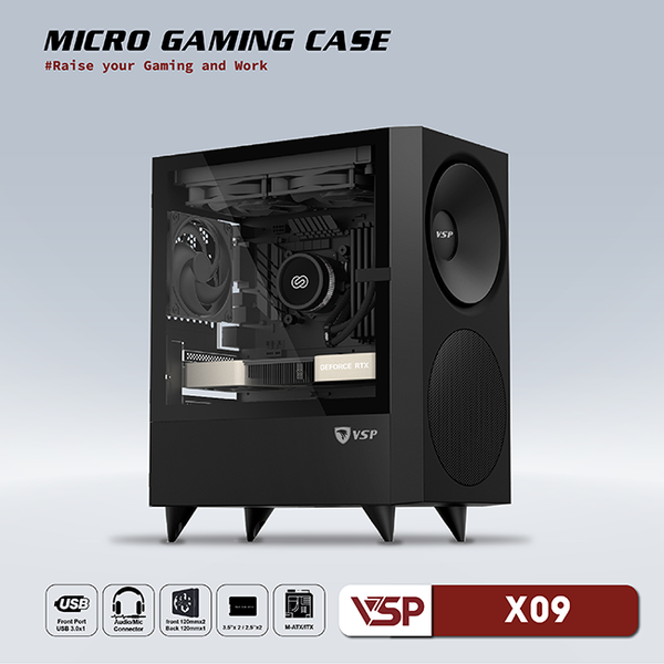 Thùng máy vỏ case máy tính VSP Micro Gaming X09 - Đen