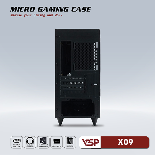 Thùng máy vỏ case máy tính VSP Micro Gaming X09 - Đen