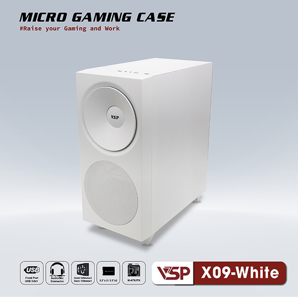 Thùng máy vỏ case máy tính VSP Micro Gaming X09 - Trắng