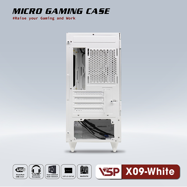 Thùng máy vỏ case máy tính VSP Micro Gaming X09 - Trắng