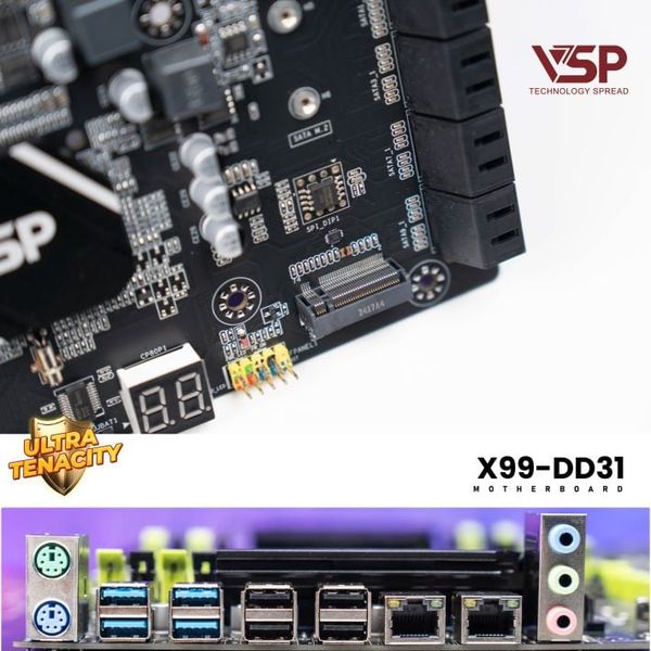 Bo mạch chủ - Mainboard VSP X99 - DD31 - 2 CPU - DDR3 - EATX - Chính hãng