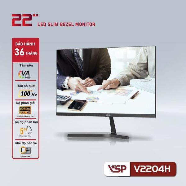 Màn hình phẳng VSP V2204H - ĐEN ( 22 inch, Full HD, 100Hz, Phẳng )