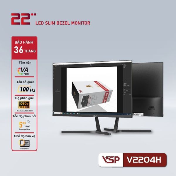 Màn hình phẳng VSP V2204H - ĐEN ( 22 inch, Full HD, 100Hz, Phẳng )