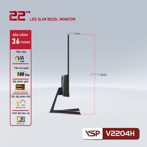 Màn hình phẳng VSP V2204H - ĐEN ( 22 inch, Full HD, 100Hz, Phẳng )