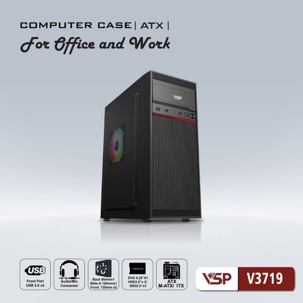 Thùng máy vỏ case Văn Phòng ATX VSP V3719