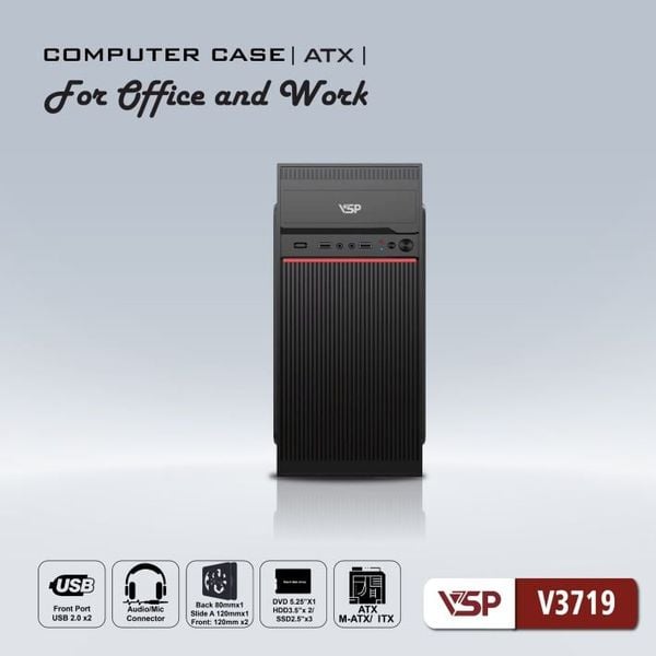 Thùng máy vỏ case Văn Phòng ATX VSP V3719