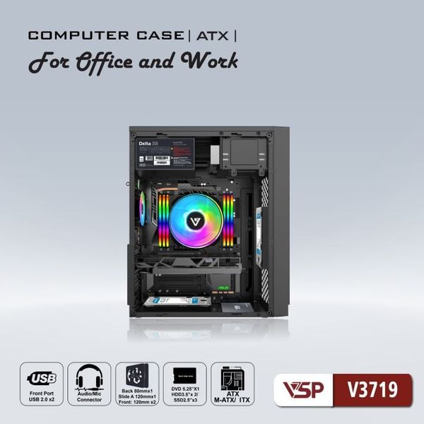 Thùng máy vỏ case Văn Phòng ATX VSP V3719