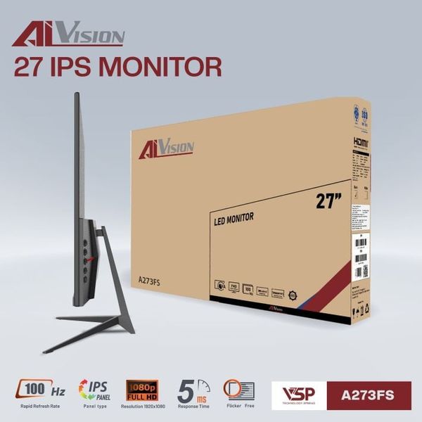 Màn hình AIVISION 27 A273FS - Đen ( 27 inch, Full HD, IPS, 100Hz, 5ms, phẳng)