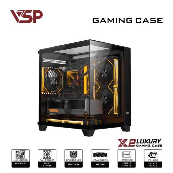 Thùng máy tính Case VSP X2 Luxury Black - Middle Tower - Màu Đen