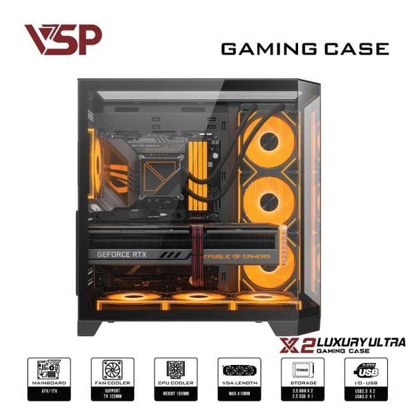 Thùng máy tính Case X2 Luxury Ultra - Full Tower - Màu Đen