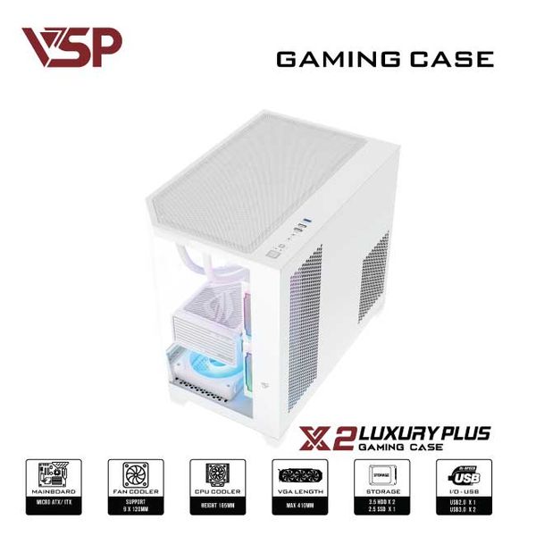 Thùng máy tính Case VSP X2 Luxury Plus White - Middle Tower - Màu trắng