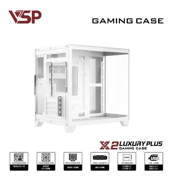 Thùng máy tính Case VSP X2 Luxury Plus White - Middle Tower - Màu trắng