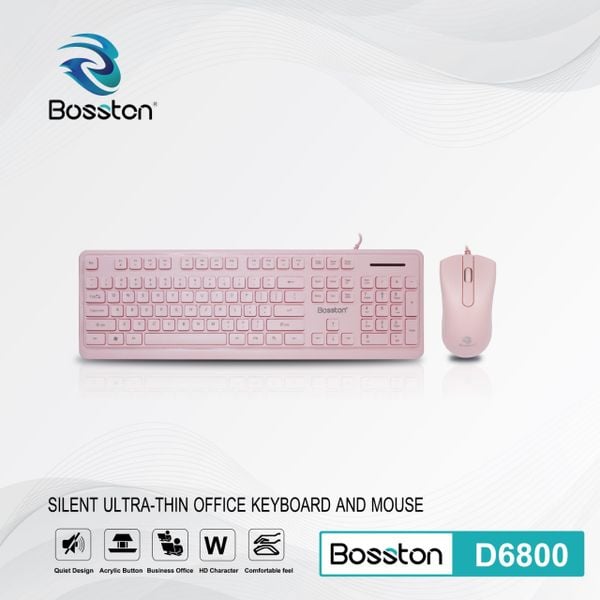 Combo bàn phím chuột văn phòng Bosston D6800 ( Hồng )