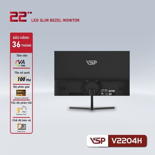 Màn hình phẳng VSP V2204H - ĐEN ( 22 inch, Full HD, 100Hz, Phẳng )