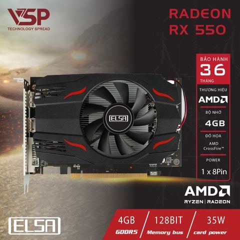 Card màn hình - VGA AMD Radeon ELSA RX550 4GB 128Bit