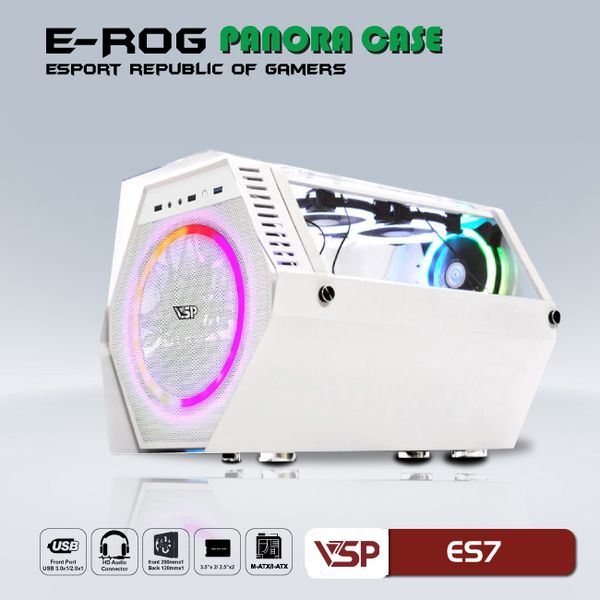 Thùng máy vỏ case máy tính VSP GAMING ES7 - Trắng
