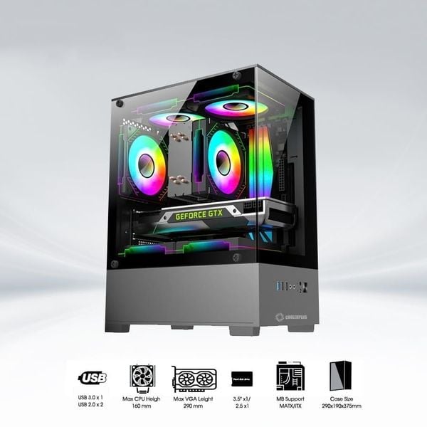 Thùng máy tính Gaming Coolerplus CPC EX32 - Màu Đen