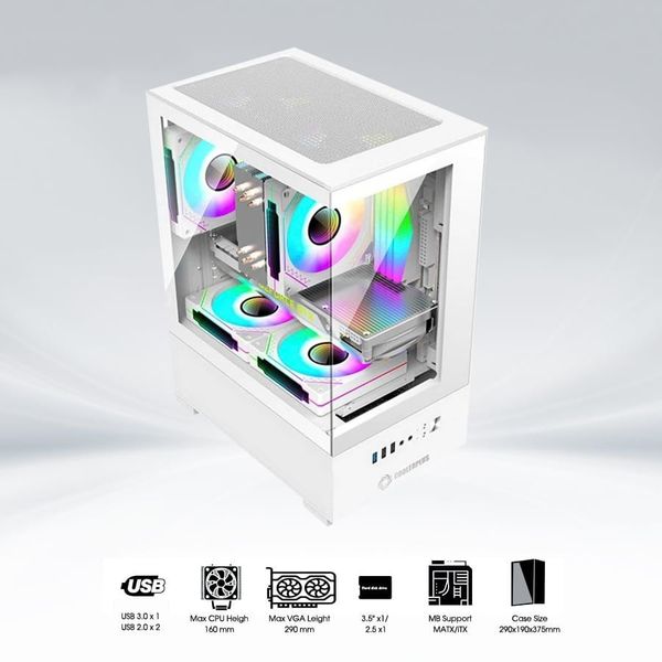Thùng máy tính Gaming Coolerplus CPC EX32 - Màu Trắng