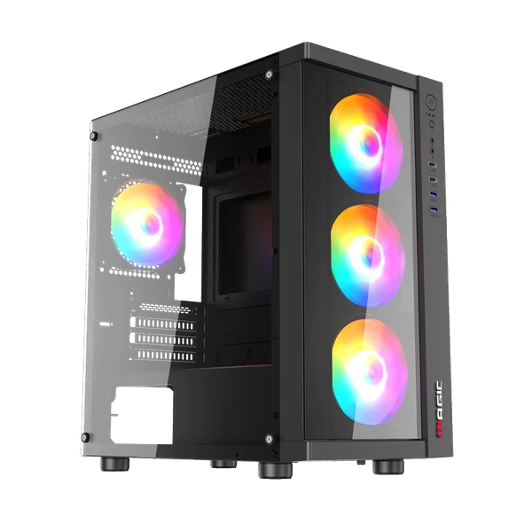 CASE MAGIC GM-01 GLASS - Đen | MATX, CÓ SẮN 4 FAN