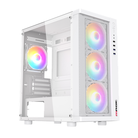 CASE MAGIC GM-01 MESH - Trắng | MATX, CÓ SẮN 4 FAN