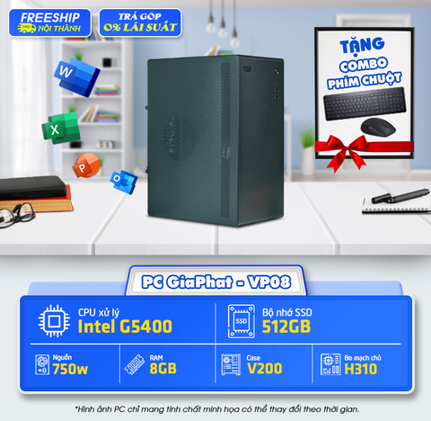 PC văn phòng - GP08 - G5400 - H310 - SSD 512GB chuyên Văn Phòng, Doanh Nghiệp