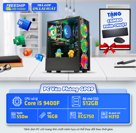 PC văn phòng - GP09 - i5 9400F - VGA 1060 6G - SSD 512GB chuyên Văn Phòng, Doanh Nghiệp