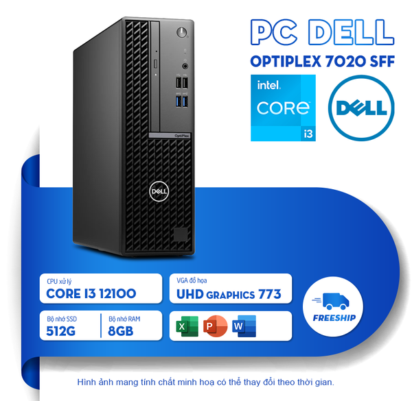 Pc máy bộ Dell OptiPlex 7020 SFF (i3-12100, 8GB DDR5, 512GB SSD, Win 11, KB) - Full VAT