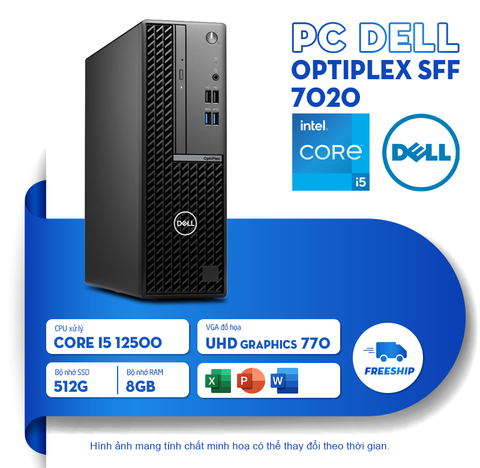 PC máy bộ Dell Optilex 7020 SFF (i5-12500, ,8GB, SSD 512GB, KM, Win 11) - Full VAT