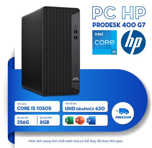 PC máy bộ HP ProDesk 400 G7 60U85PA (i5-10505, 8G DDR4, 256G SSD, Win 11, Đen) - Full VAT