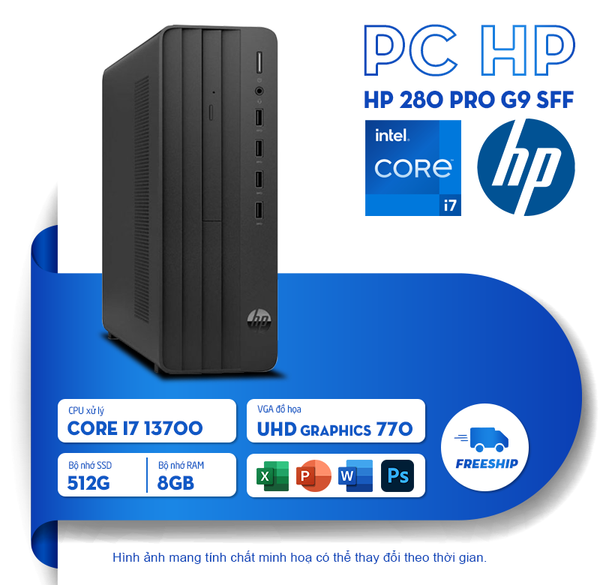PC máy bộ HP 280 Pro G9 SFF 9H1S9PT (i7-13700, 8GB RAM, 512GB SSD, Win 11) - Full VAT