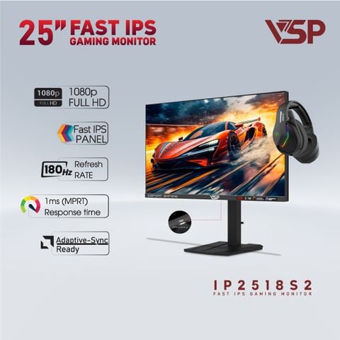 Màn hình Gaming  VSP IP2518S2 | 25 inch, Fast IPS, 180Hz, 1ms, phẳng