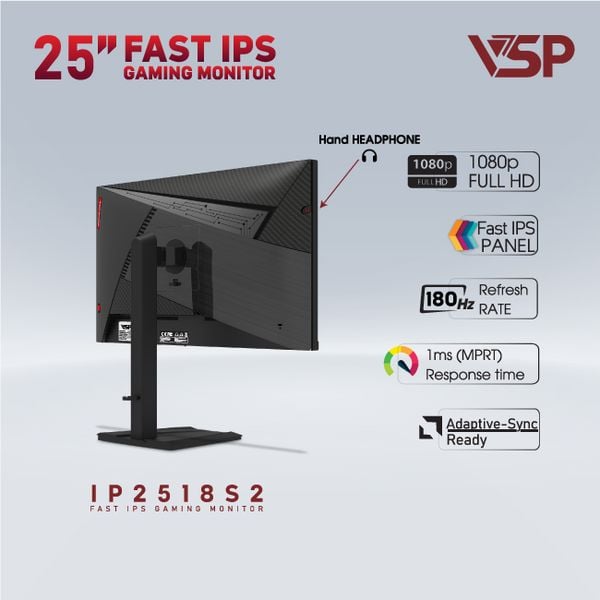 Màn hình Gaming  VSP IP2518S2 | 25 inch, Fast IPS, 180Hz, 1ms, phẳng