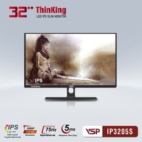 Màn hình VSP IPS Thinking 32 inch IP3205S - Đen ( 32 inch, Full HD, IPS, 75Hz, Phẳng )