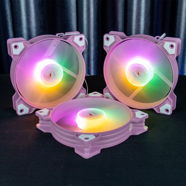 Fan case PC K8 LED RGB (12cm) Nguồn trực tiếp - Molex 4 pin Hồng