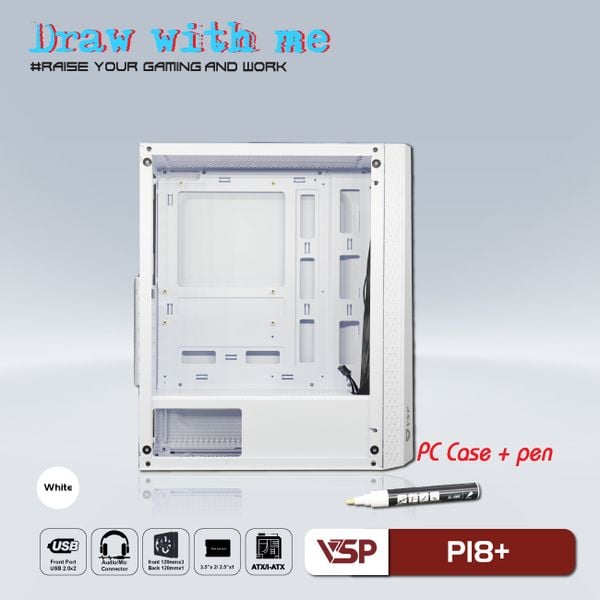 Thùng máy vỏ case máy tính VSP Gaming P18+ ( Trắng )
