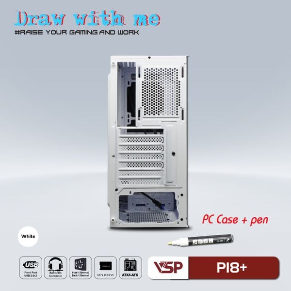 Thùng máy vỏ case máy tính VSP Gaming P18+ ( Trắng )