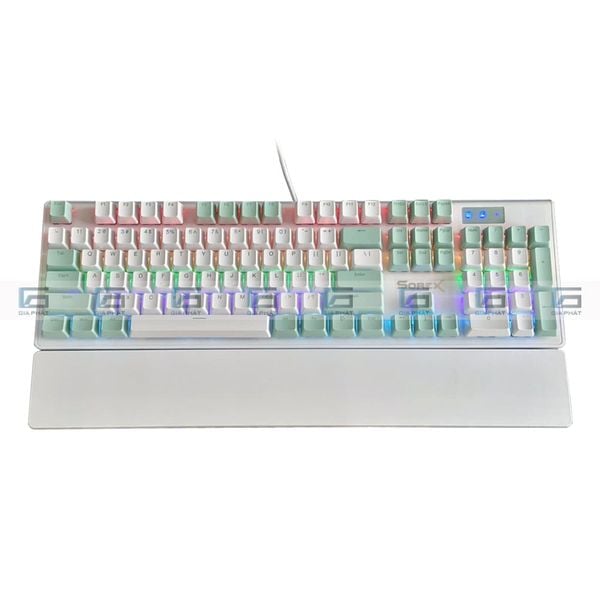 Bàn phím cơ Sorex SK105 - 104 key - Red/Blue Switch - Màu trắng xanh lá