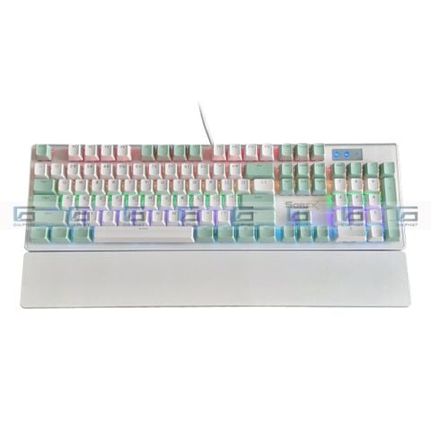 Bàn phím cơ Sorex SK105 - 104 key - Red/Blue Switch - Màu trắng xanh lá