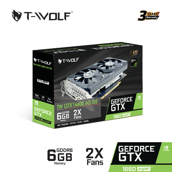 CARD MÀN HÌNH - VGA Nvidia GeForce T-WOLF GTX 1660 Super 6G GDDR6 192Bit | 2 Fan