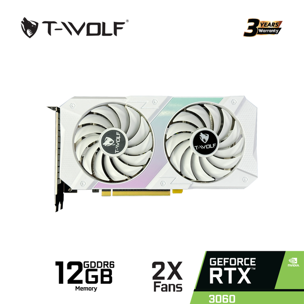 CARD MÀN HÌNH - VGA Nvidia T-WOLF RTX 3060 12G GDDR6 192Bit | 2 Fan | Trắng