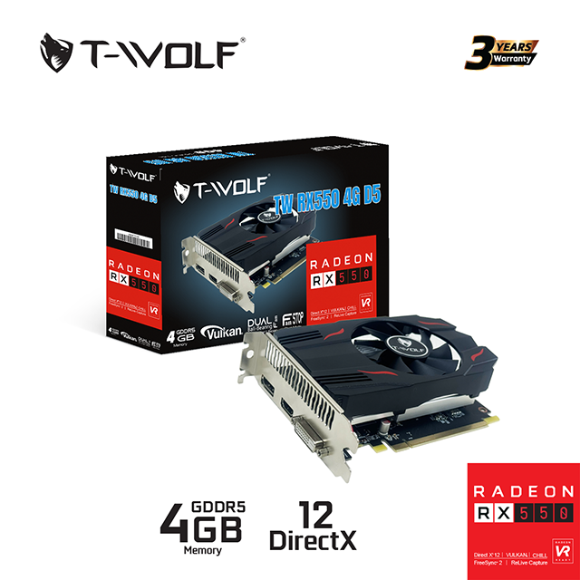 Card màn hình T-WOLF RX 550 4GB GDDR5 - Chính hãng