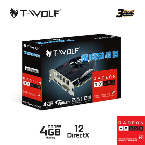 Card màn hình T-WOLF RX 550 4GB GDDR5 - Chính hãng