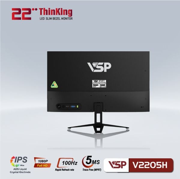 Màn hình phẳng 22 inch LED tràn viền Slim Bezel Thinking VSP V2205H ĐEN (Full-HD, 75hz, VA)
